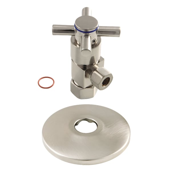 Kingston Brass 5/8"O.D x 3/8" O.D Anti-Seize Deluxe Quarter Turn Ceramic Hardisc Cartridge Angle Stop, Brushed Nckl CD53308DXK - main